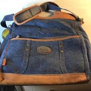 Reba Carry On Bag Denim with bandana pattern inside